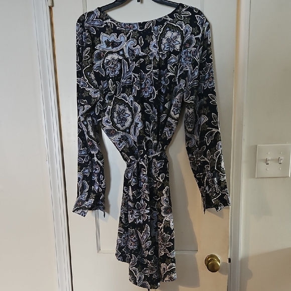 LOFT Navy Floral Long Sleeve Dress - Picture 3 of 7